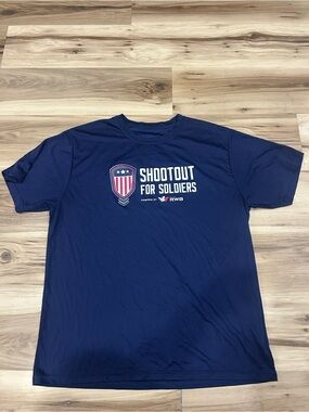 Shootout for Soldiers lacrosse Navy Logo Tee